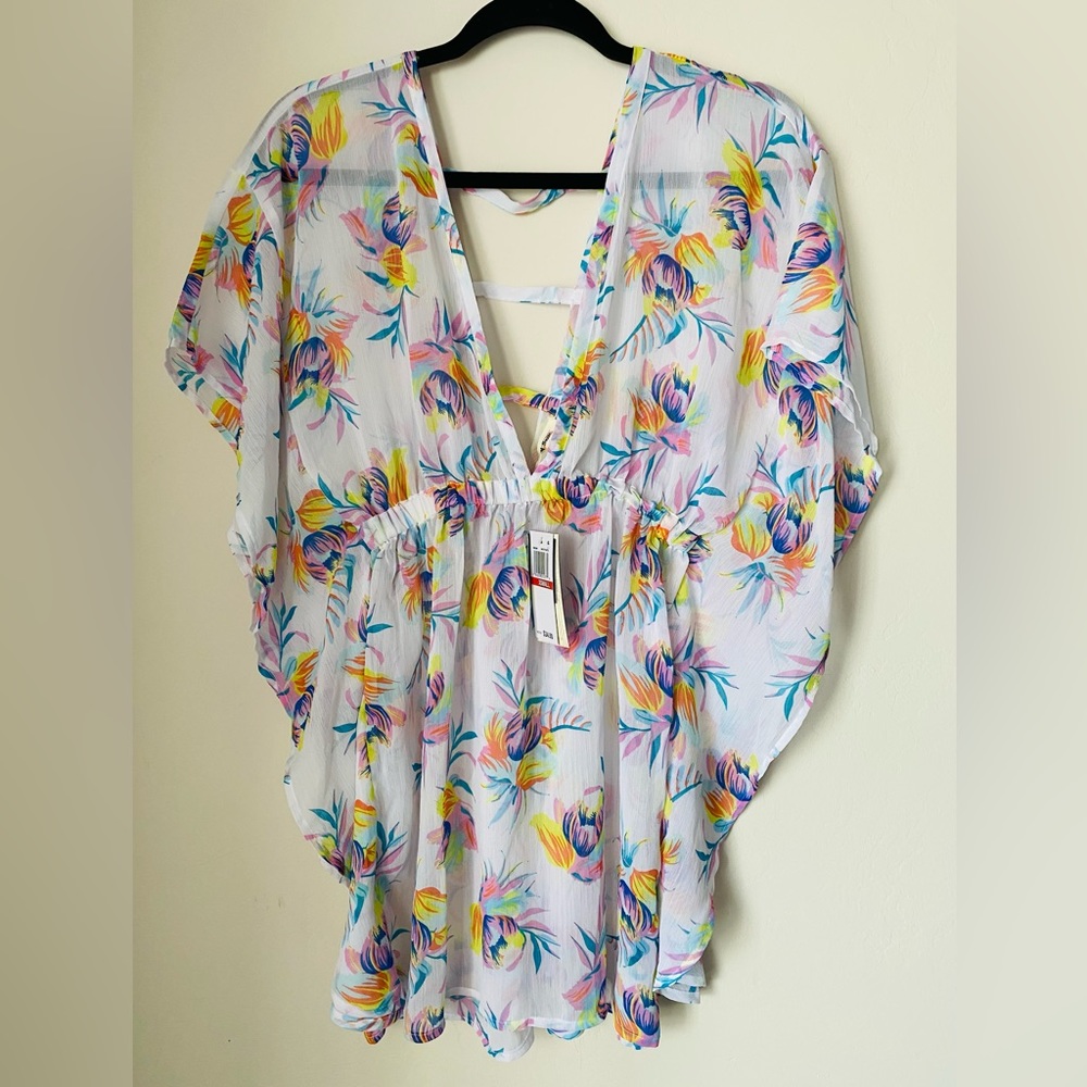 Miken Juniors' Tropical-Print Caftan Cover-Up, Created for Macy's Swimsuit -XS